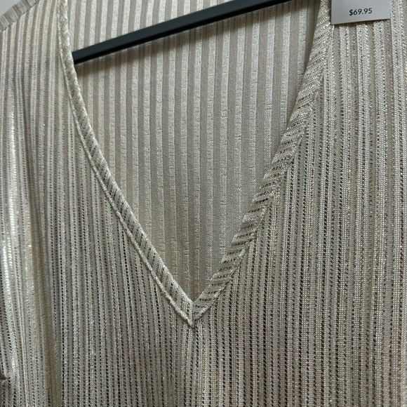 🫧 NWT Lane Bryant Shimmering Shiny Blouse Size 18/20 Color Ivory - Picture 2 of 7